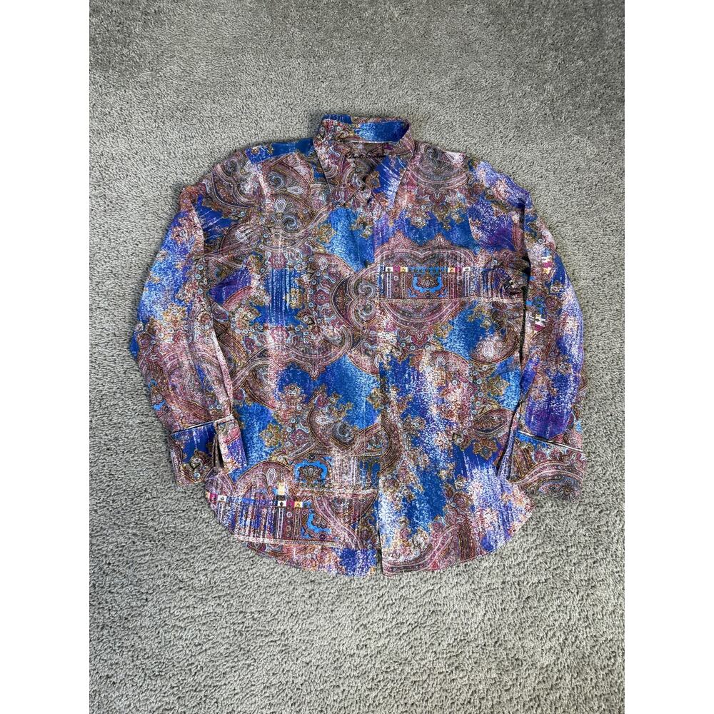 Robert Graham Button Up Shirt Womens L Imperial Paisley Collared Long Sleeve